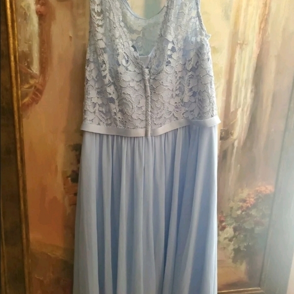 Davids Bridal Short Ice Blue Lace Dress - Picture 5 of 5